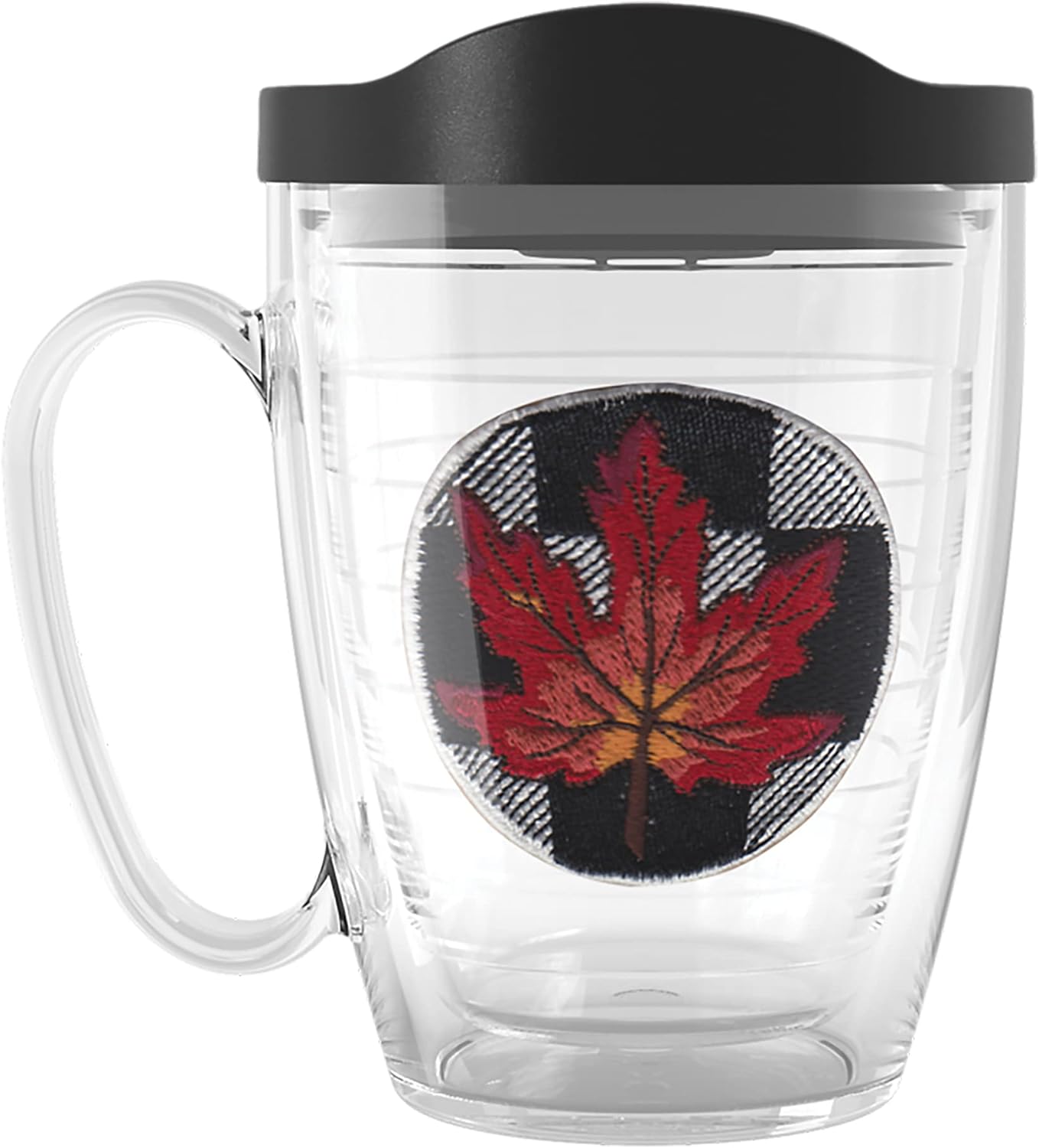 Tervis Made in USA Double Walled Checkerboard Fall Leaf Red Insulated Tumbler Cup Keeps Drinks Cold & Hot, 16oz Mug, Red
