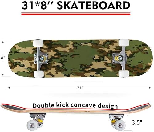 Miniatura 2 de Patineta cóncava clásica con textura de camuflaje, patrón sin costuras, fondo abstracto de camuflaje militar, longboard, tabla de arce, deportes