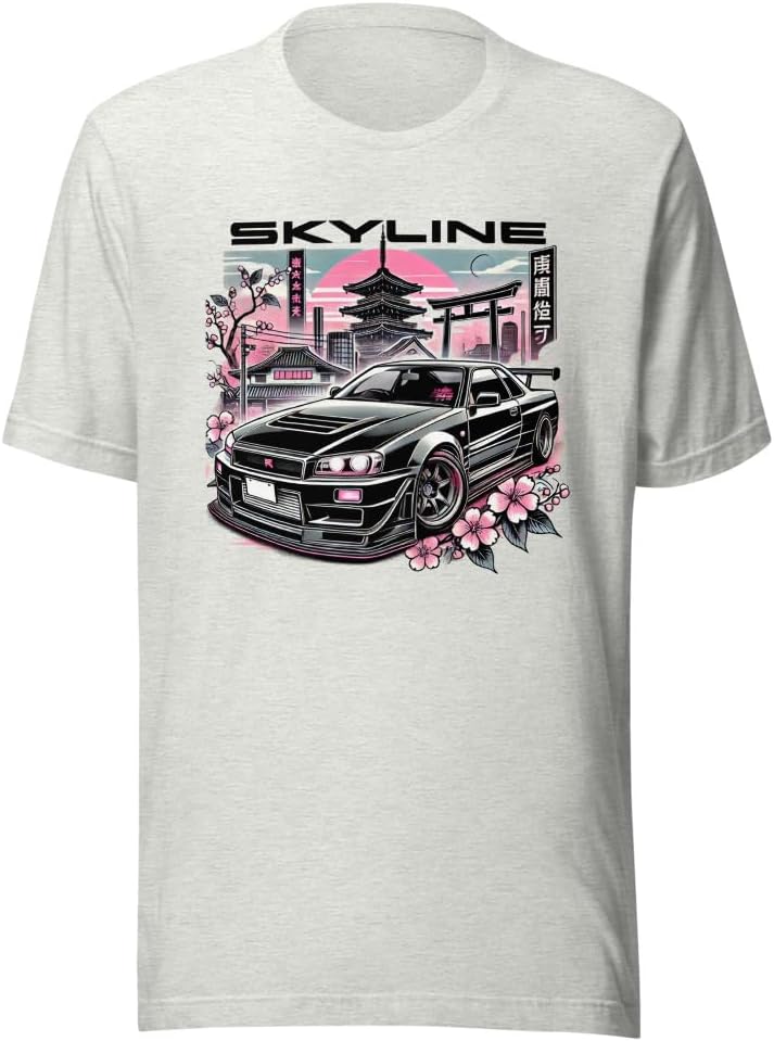 Black R34 GT-R Skyline Graphic T-Shirt | JDM Car Enthusiast Gift