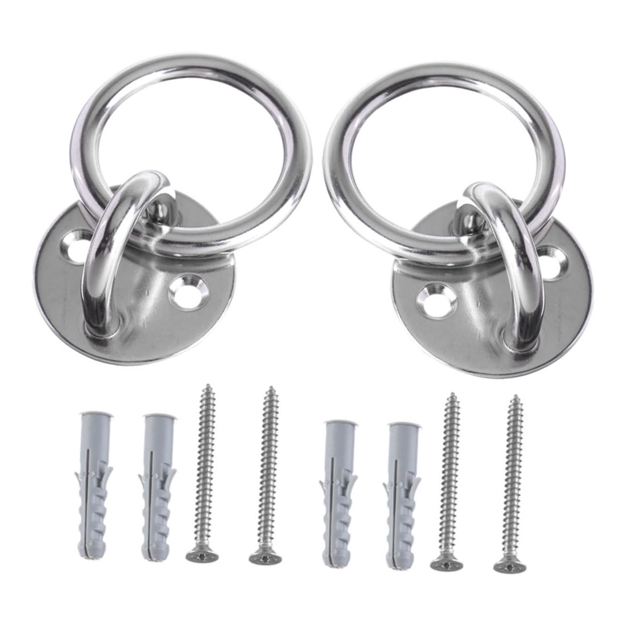 Ciieeo Gymnastics Rings Double Snap Swivel Speed Bag Mount Tie Down for Adults Hangers Heavy Bag Anchor Resistance Band Anchor Swing Silver Stainless Steel
