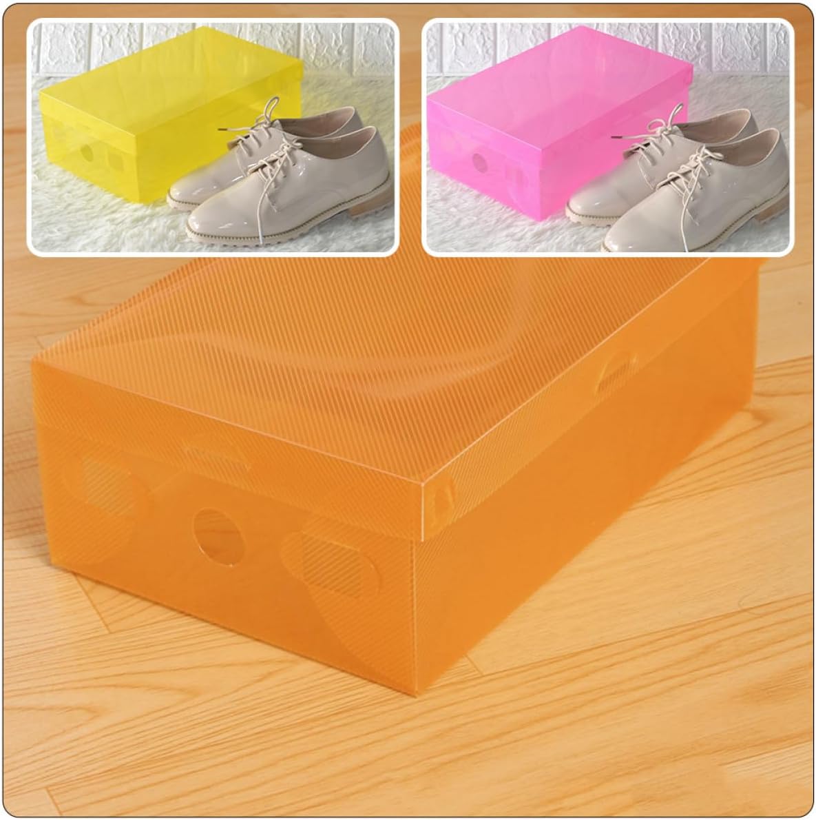 7pcs Thickened Pp Plastic Shoe Storage Boxes with Lids, Stackable Foldable Shoe Organizers for Men, Women, 27.5x18x9.5cm Colorful Closet Storage Containers
