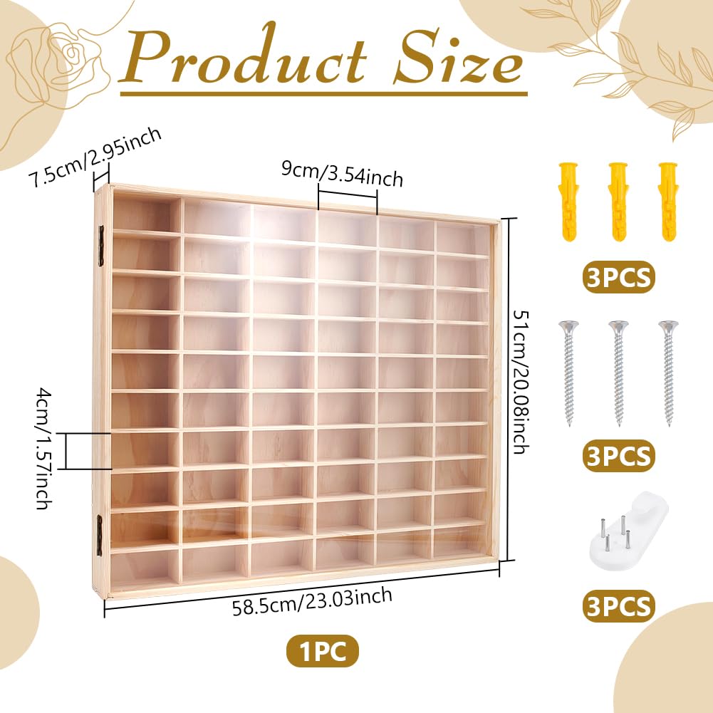 UNICRAFTALE 60 Fächer Modellauto Vitrine Zusammenklappbar 1:64 Diecast Regal Wandmontage Rechteckig Holz Mini Auto Organizer Für Autos Sammler Geschenk 58.5x51x7.5cm