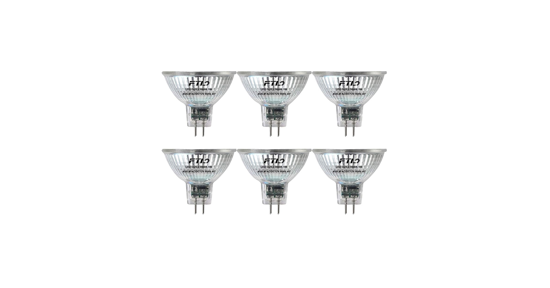 FTL MR16 LED Light Bulbs 3000K Warm White AC/DC 12V Non