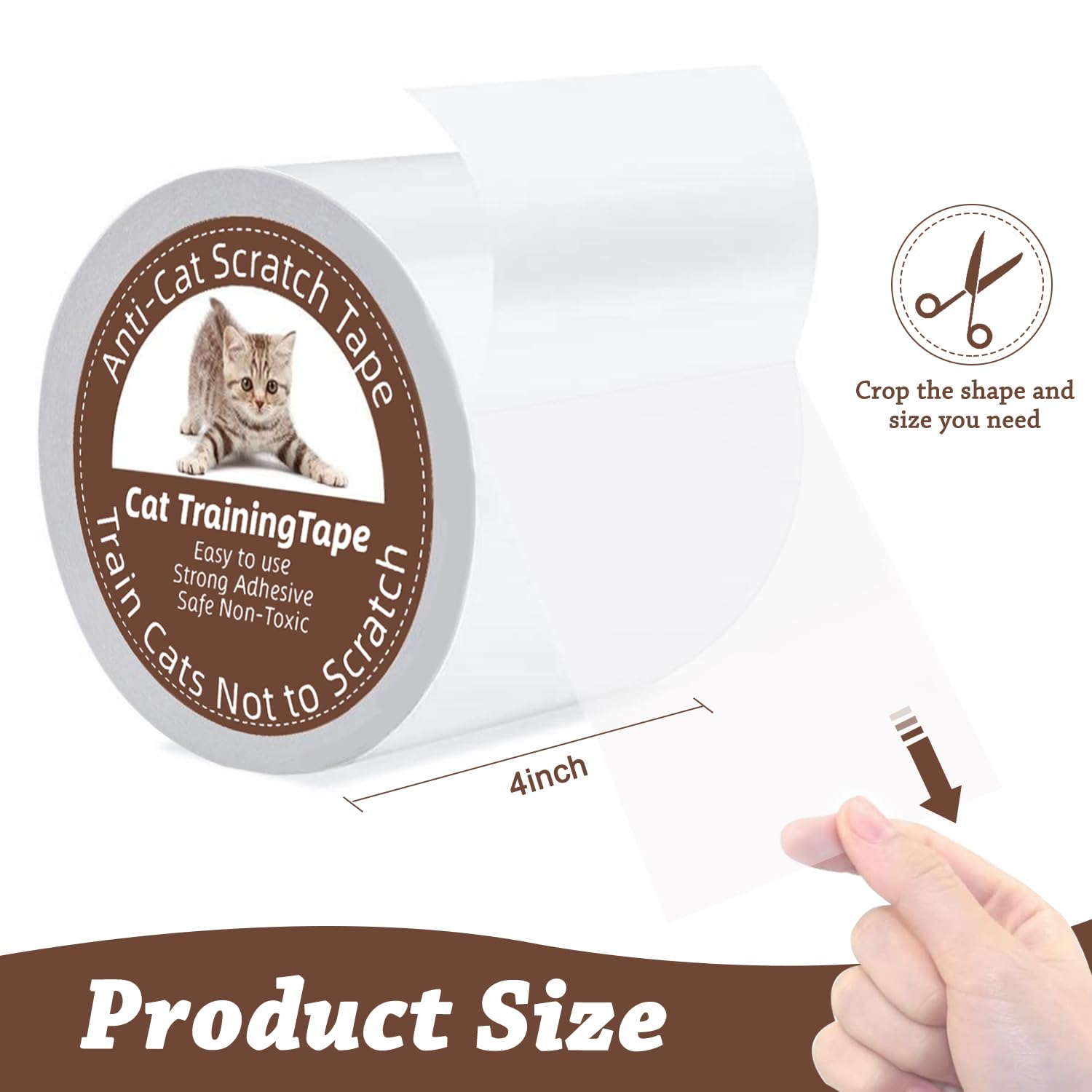 Cinta adhesiva para gatos de 4 pulgadas x 20 yardas, protector de muebles para sofá, 100% transparente de doble cara anti arañazos para gatos
