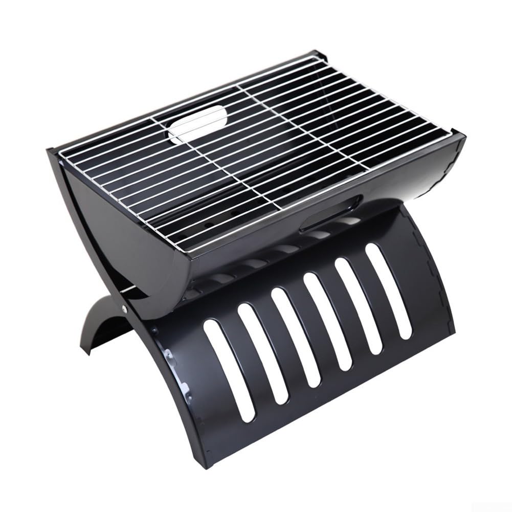 Pieghevole BBQ Grill Portatile Campeggio Esterno Metallo Barbecue Stufa Triangolo Nero Design Stabilità Facile Pulire Staccabile Attrezzatura da Cucina