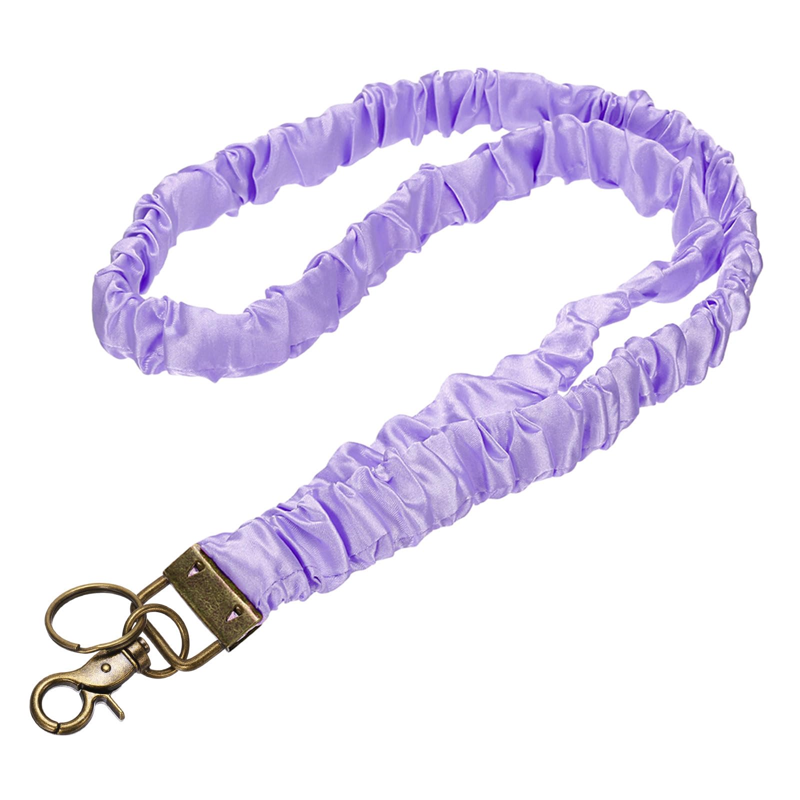 PATIKIL Scrunchie Lanyard Teacher, 1 Pack Stretchy Lanyards for Teachers Cute Lanyards ID Badge Holder with Clips for Women Keychain Card Holder, Purple