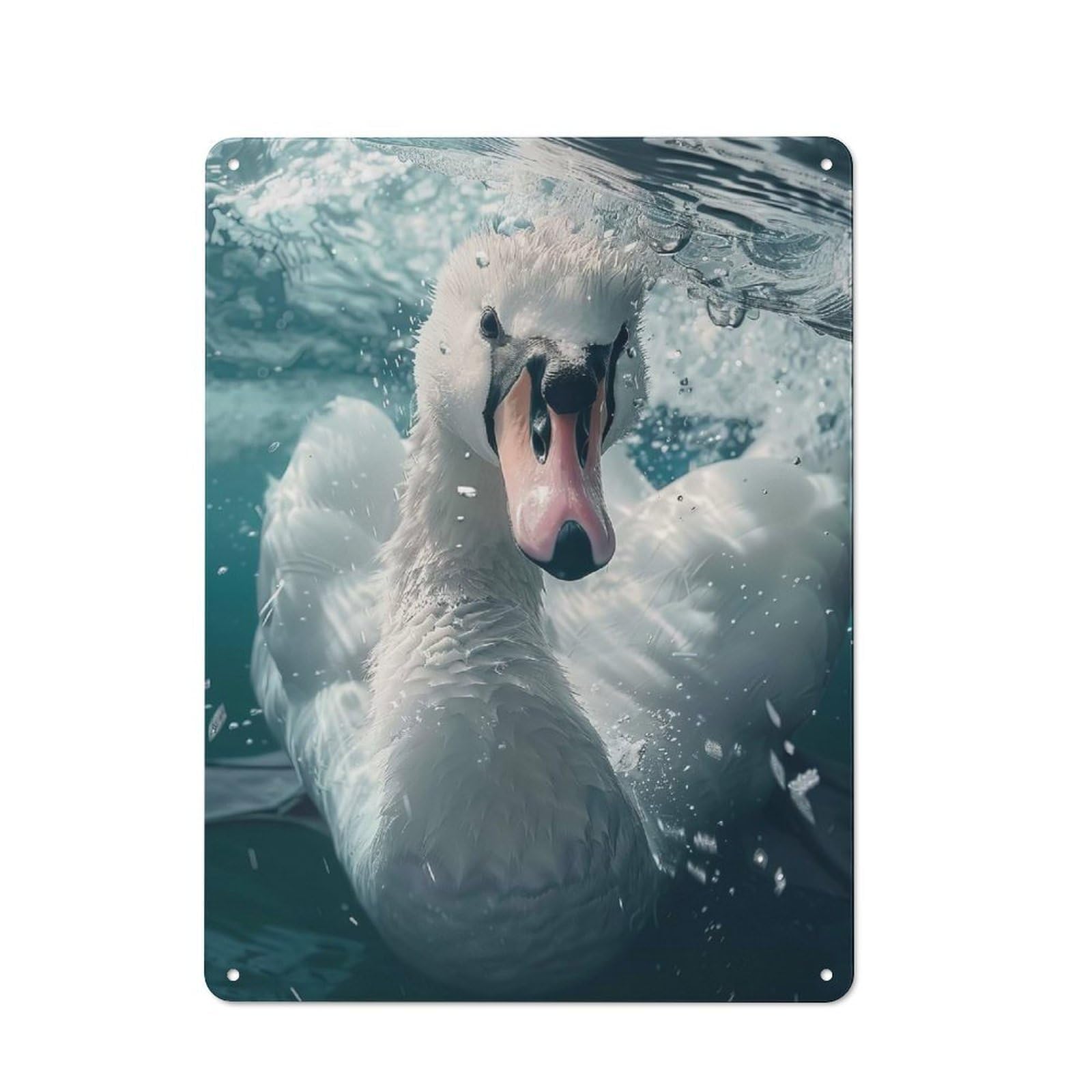 Junmoney Swan Sea Retro Metal Plaque 40X30cm For Guest Room Or Hallway, Housewarming Present For People Styling Guest Room And Hallway