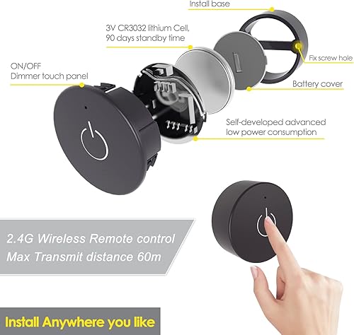 Miniatura 43 de VST Mini panel de iluminación para debajo del gabinete, 3 unidades, 3.94 pulgadas, 12 V, 2.5 W (total 7.5 W) con interruptor de atenuación Paquete