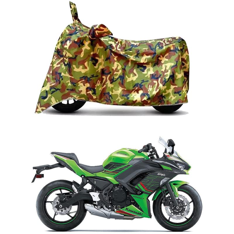 Image of Waterproof 100% PVC Coated Full Bike Scooty Two Wheeler Body Cover Compatible for KawasaNinja 650 /UV-Rays /Heat Protection /Birds Dropping /Scratchproof /Dust Proof s[6X6 Jungle Print]