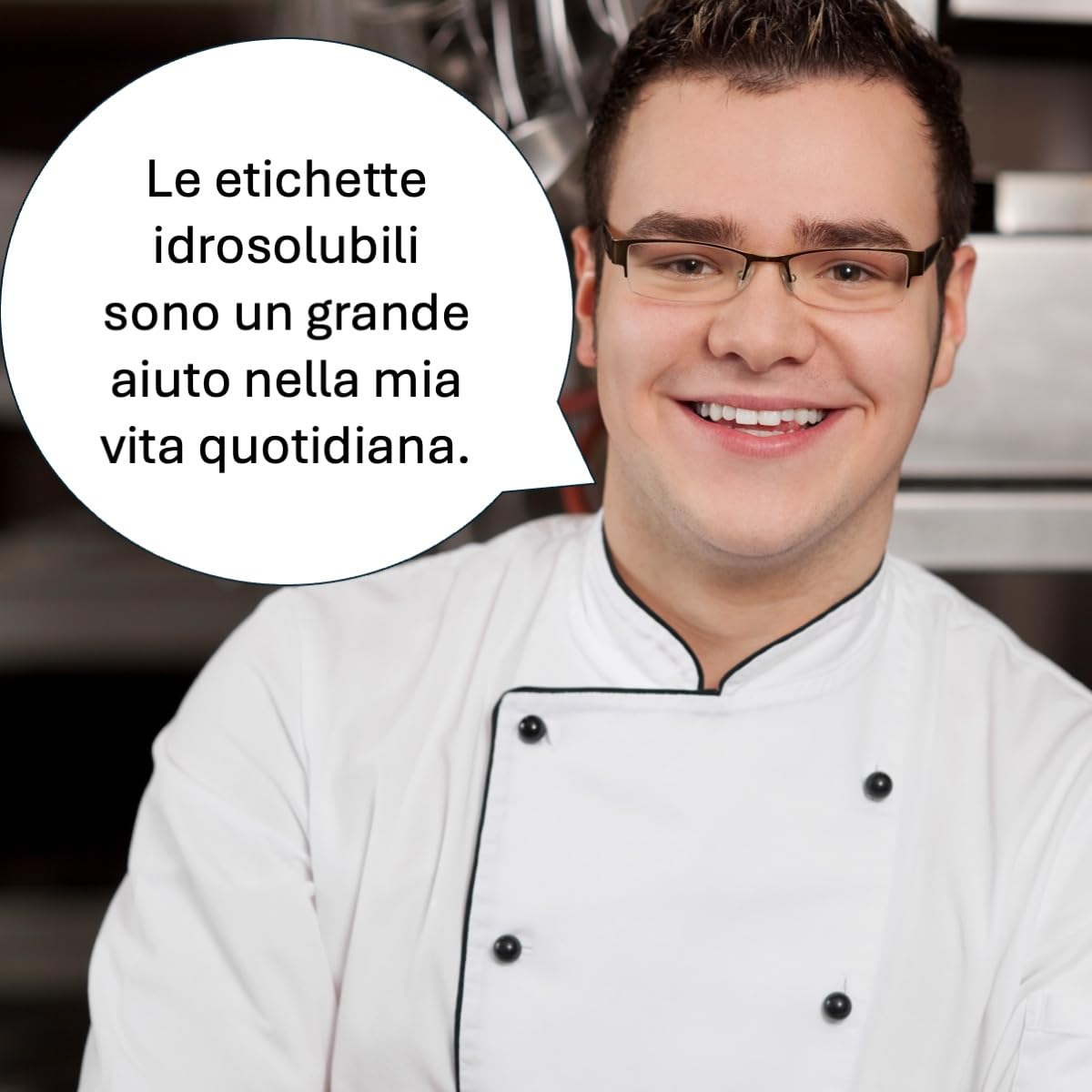 Etichette idrosolubili HACCP. Ideale per gastronomia e grandi cucine. Autoadesive e si staccano senza lasciare residui. 500 etichette su rotolo in un distributore. Dimensioni: 70 x 35 mm
