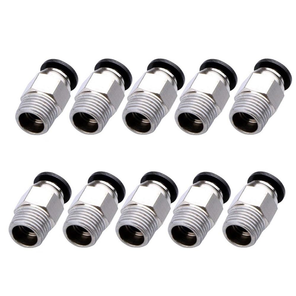 Gaojudaf Black 3D Printer Tube Connector Pneumatic B0wden Fittings, Pc4-M10/Pc4-M6 Quick Jointer, 1.75/3Mm Pipe Ptfe Tube Connectors Coupler For 3D Printers10pcs(Black)
