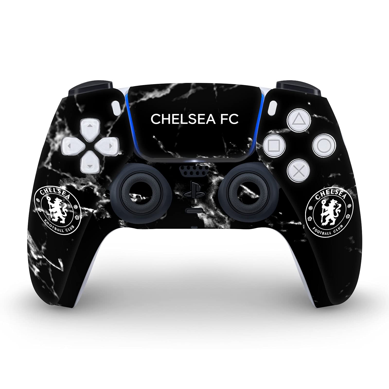 Head Case Designs Oficjalnie Licencjonowany Chelsea Football Club Czarny marmur Mieszane logo Skora Winylowa Naklejka Kompatybilny z Sony PlayStation 5 PS5 Disc Edition Console & DualSense Controller