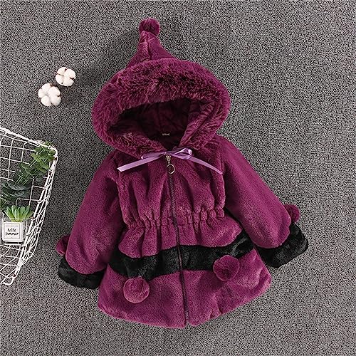 Toddler Girls Hooded Faux 𝗙𝘂r Jacket Thicken Zip Long Sleeve Fleece Coat Winter Warm Windproof Outerwear3