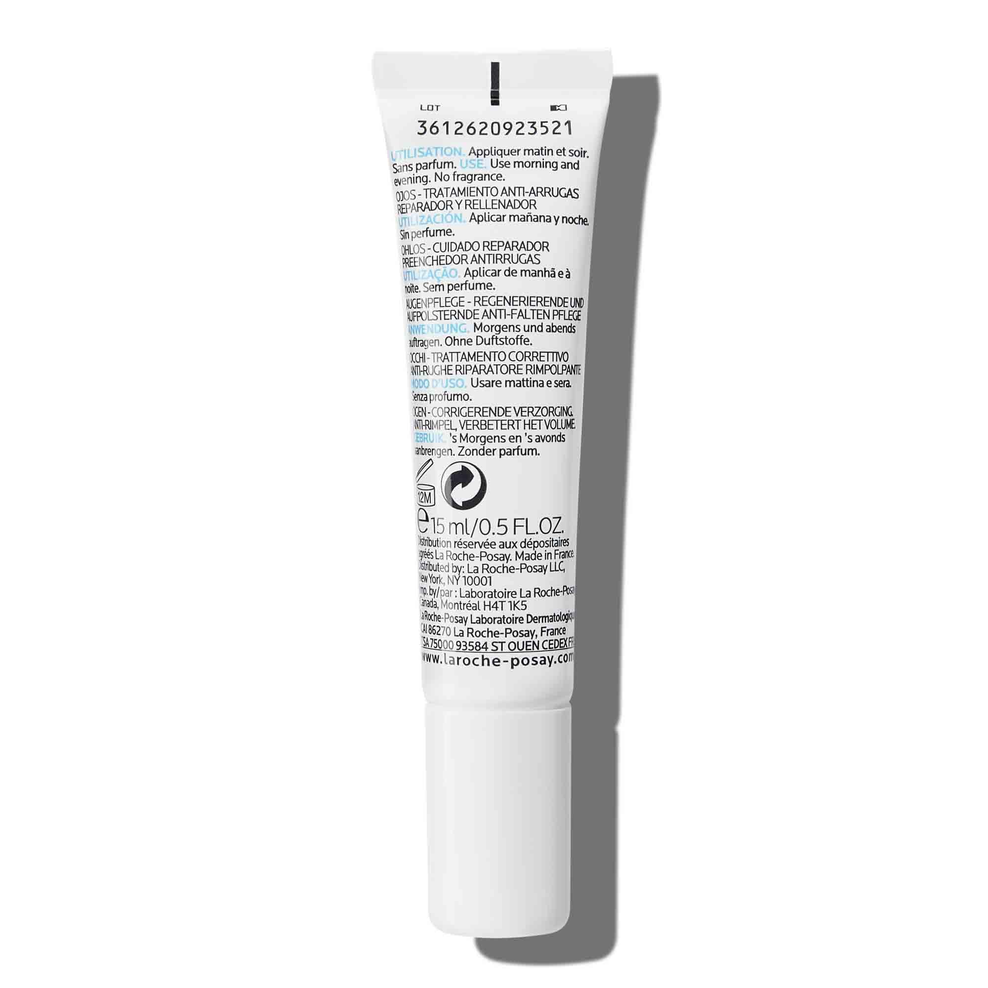 La Roche Posay Crema Anti-arrugas para el Contorno de Ojos, Tratamiento Reparador y Rellenador, Apto para Pieles Sensibles, Fórmula con Ácido Hialurónico y Vitamina B5, Hyalu B5, 15 ml