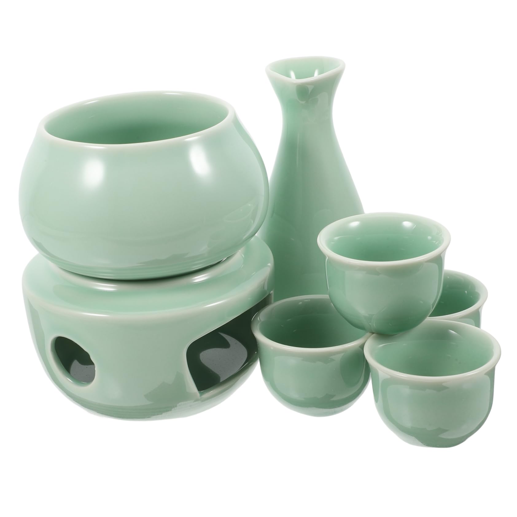 OKUMEYR 1Set Japanese Sake Ceramic Sake Pot and Cups Traditional Japanese Drinkware for Warm and Cold Sake Easy to Clean Temperature Maintenance Multi Use Design
