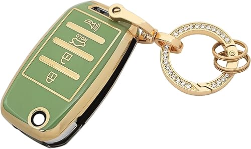 Funda para llavero Kia con llavero compatible con Sorento Sportage Rio Soul Forte Optima Carens Picanto, Verde