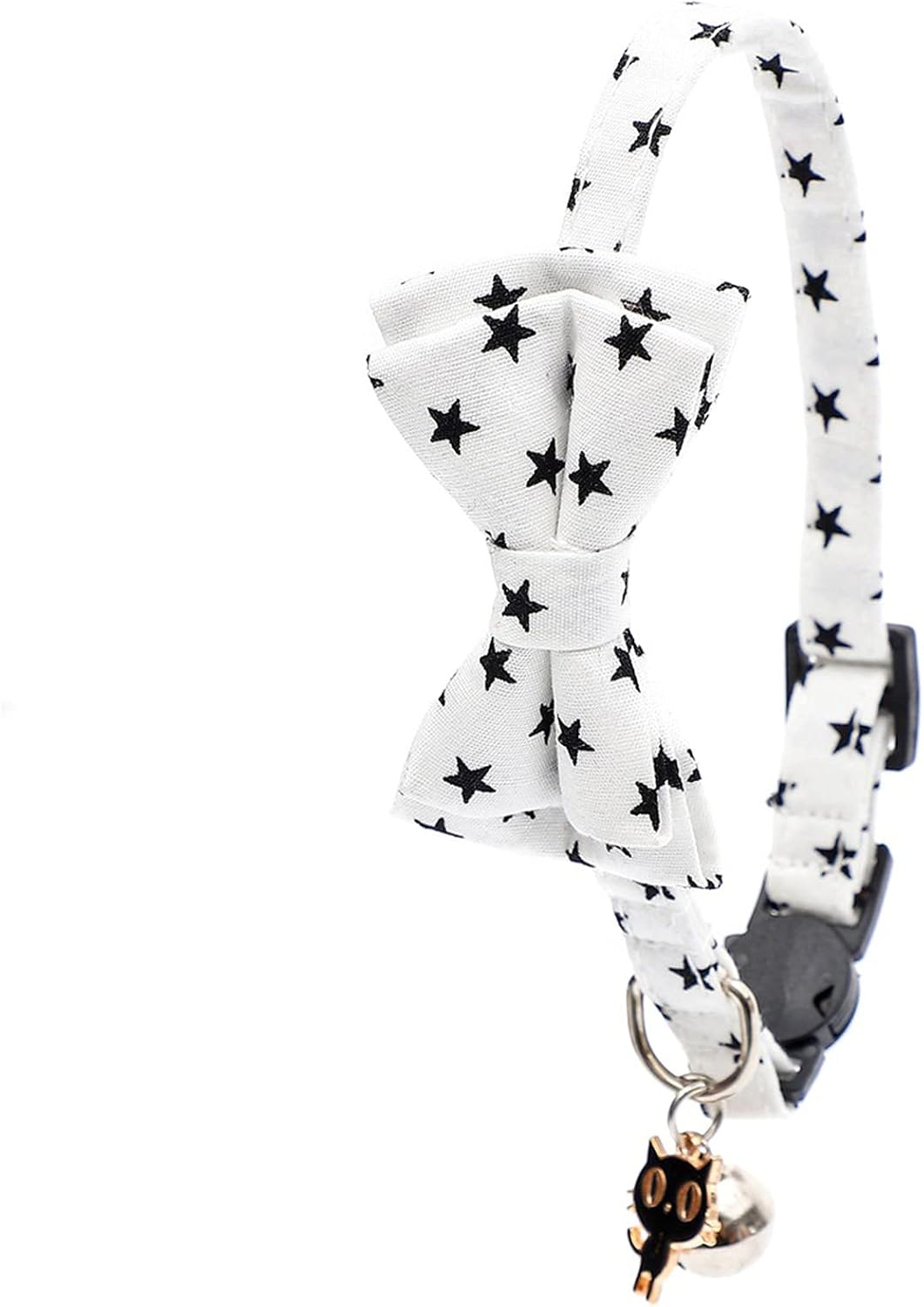 Ourkens 猫 首輪 かわいいリボン 鈴付き おしゃれペンタグラム柄 入手困難 安全 セーフティーバックル ペット用品 白い 子猫 犬用首輪 可愛い ペット首輪 サイズ調節可能 蝶結び付き