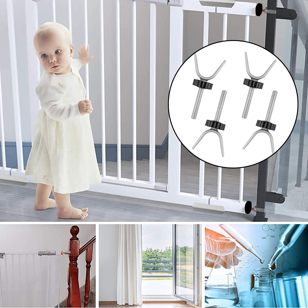 4 Pezzi Cancello Del Bambino Viti, Bulloni Del Cancello Del Bambino, Acciaio Antiscivolo Tipo Y M10 Multifunzione Scale Aste Filettate per Cancelli per Bambini, Cancelli per Scale