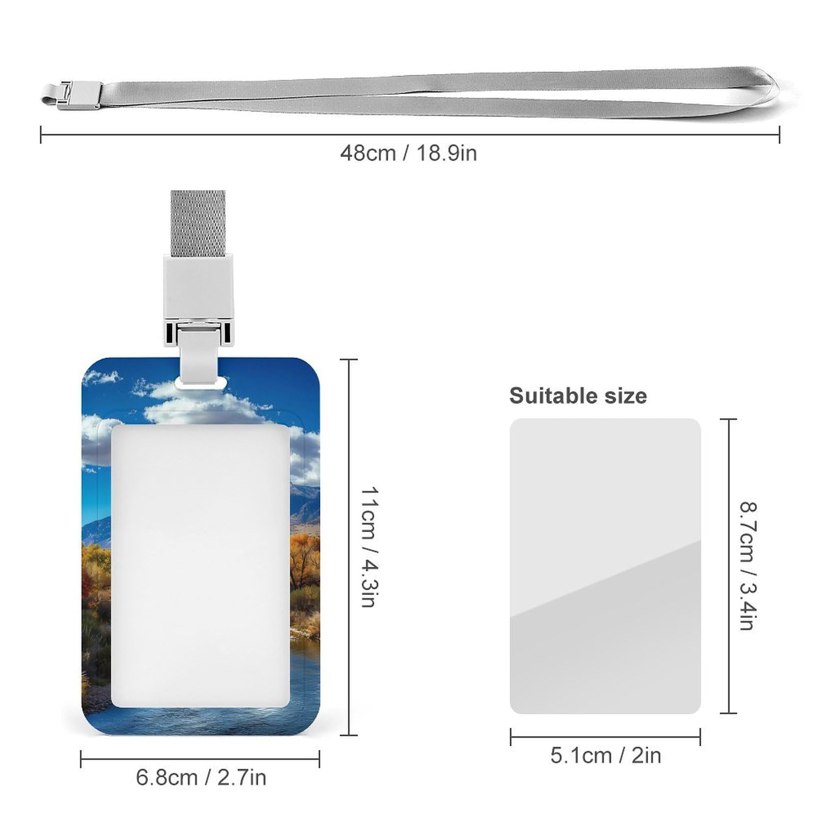 New Mexico Mountain Prints ID Badge Holder with Lanyard Vertical ID Card Holder for Travel Office Work