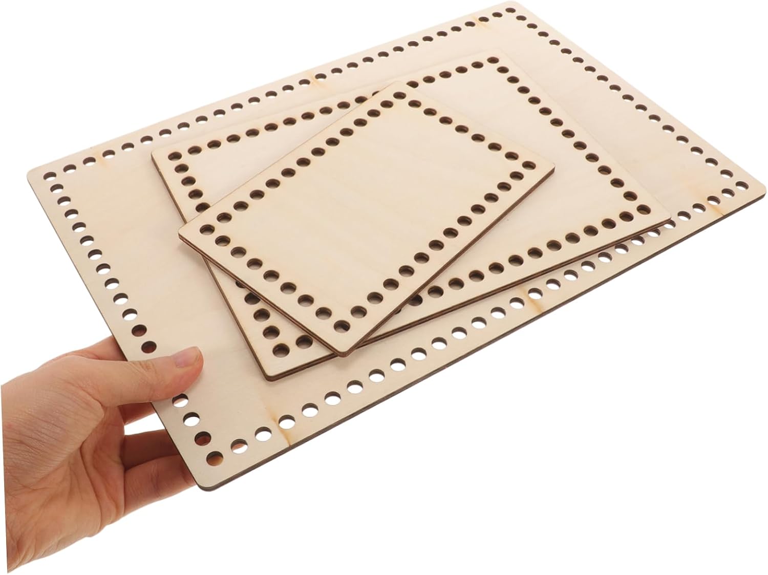 ULDIGI 3pcs Wooden Crochet Base for DIY Crafting Durable Wooden Basket Bottom for Bag and Purse Making Mini Cross Stitch Frame Accessory for Weaving Projects