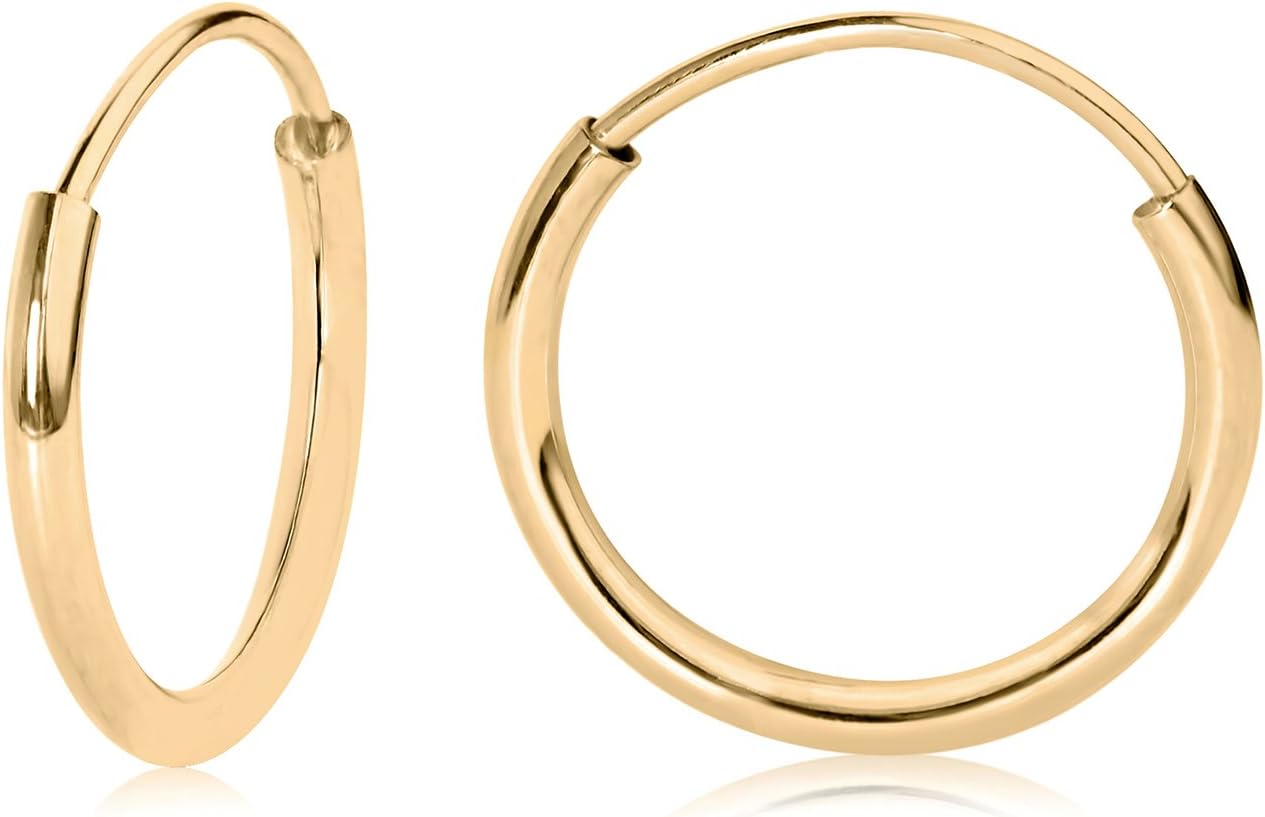 14k White or Yellow Gold Lightweight Endless Hoop Earrings, Gold Thin Hoop Earrings, Cartilage Helix, Tragus Earrings