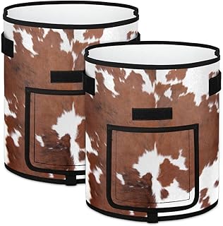 Sacos de cultivo, 2 unidades, sacos de cultivo de plantas com estampa de vaca marrom de 17,8 litros, saco respirável para cultivo de jardim, tomates, legumes, morango com aba de janela e alças,