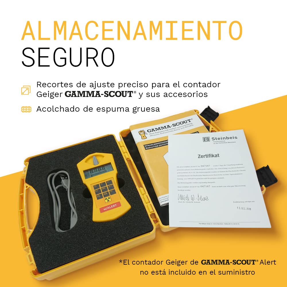 Maletín de instrumentos de medición GAMMA-SCOUT para el almacenamiento seguro de contadores Geiger y accesorios - Made in Germany