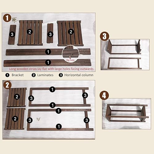 Miniatura 4 de Soporte para plantas de madera maciza,Soporte para plantas de 3 niveles,Interior Sala de estar Balcón Estante para plantas de pie