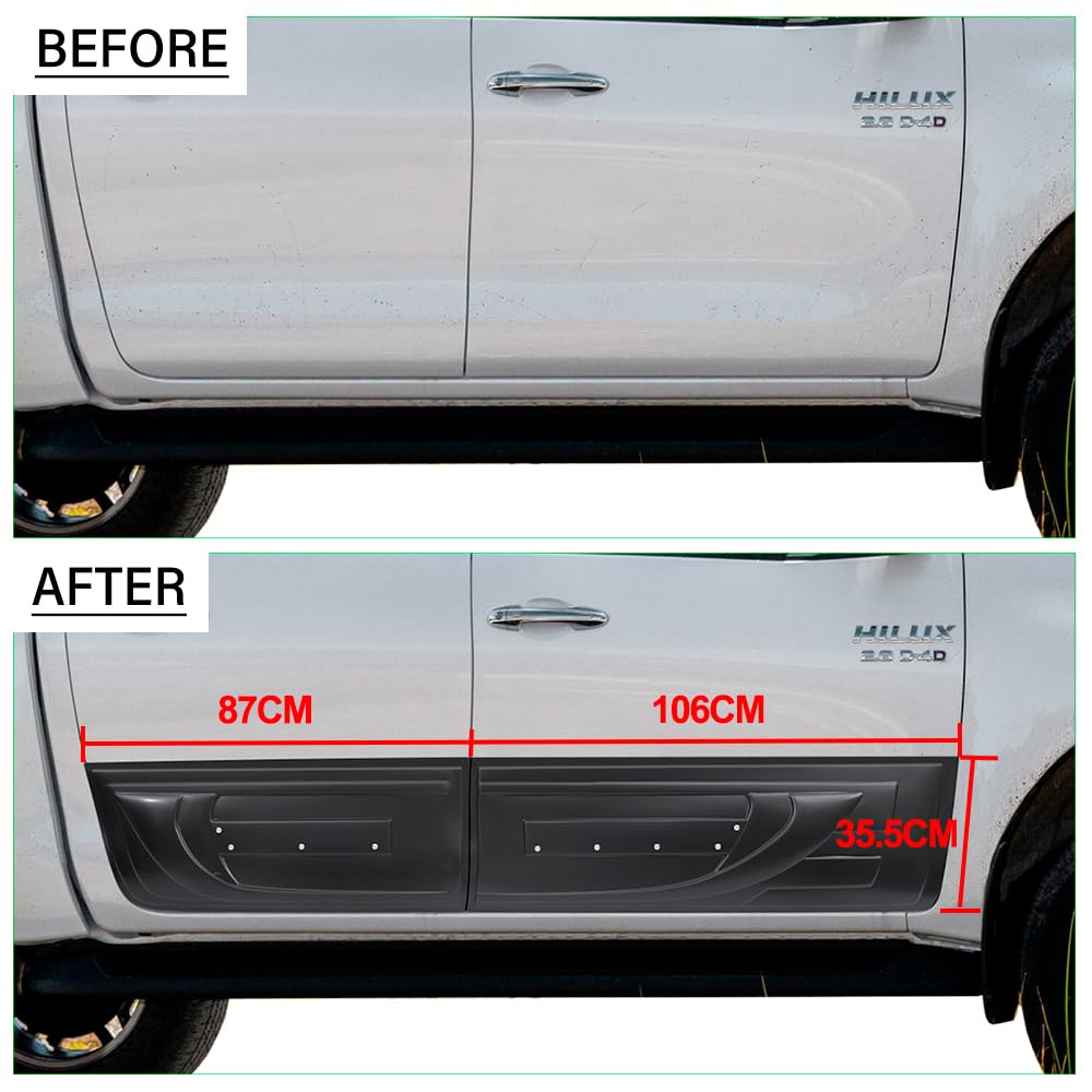 Panel Lateral para Toyota Hilux 2015-2024 Hilux AN110 AN120 AN130 Invincible X GR Sport Invincible 4 x 4 Paneles Laterales Negro Mate moldura de 4 Piezas