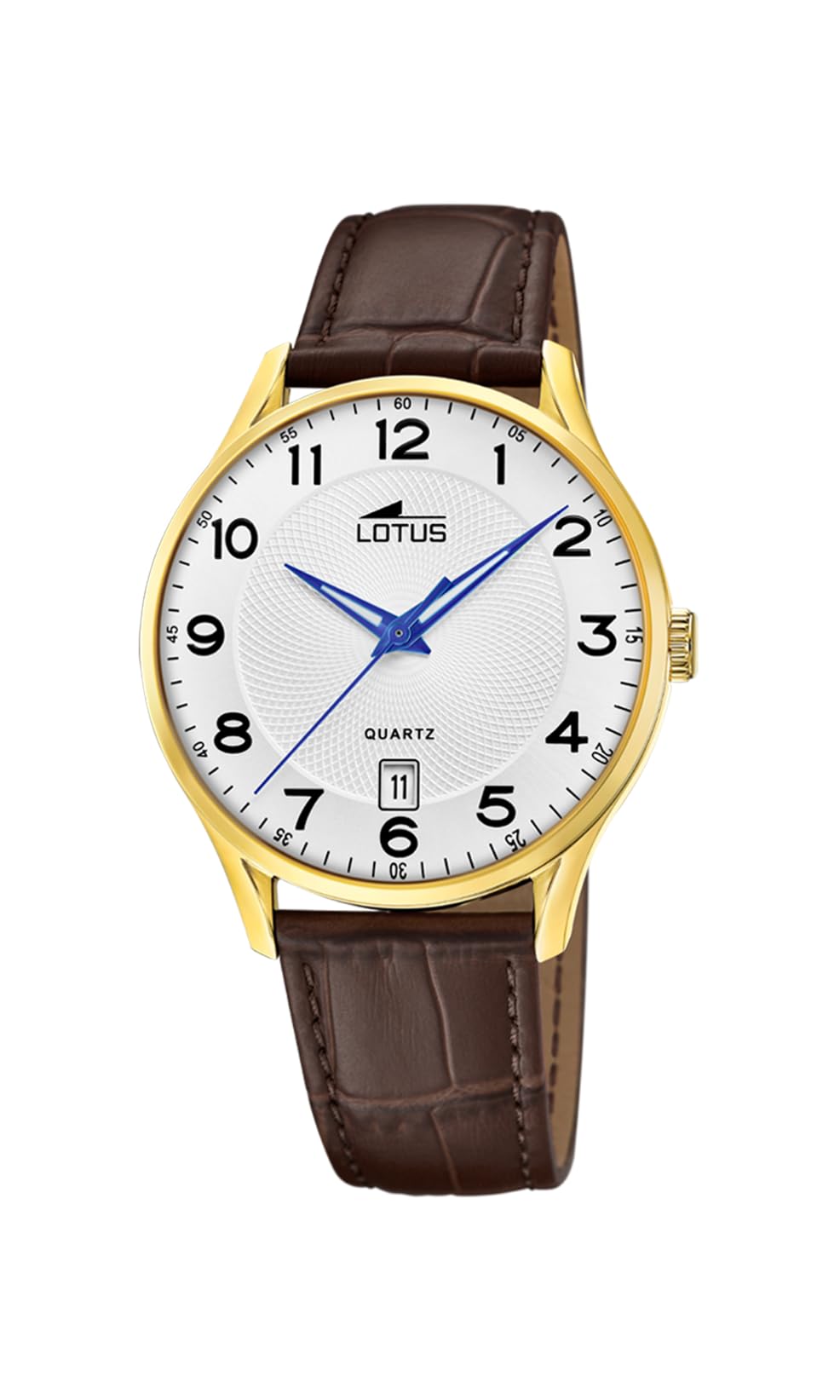 LOTUS Reloj Hombre Analógico de Acero Inoxidable y Cuero Marrón