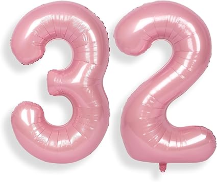 Amazon.com: SUWEN 40 Inch Large Pink 32 Balloon Numbers Big Foil Helium