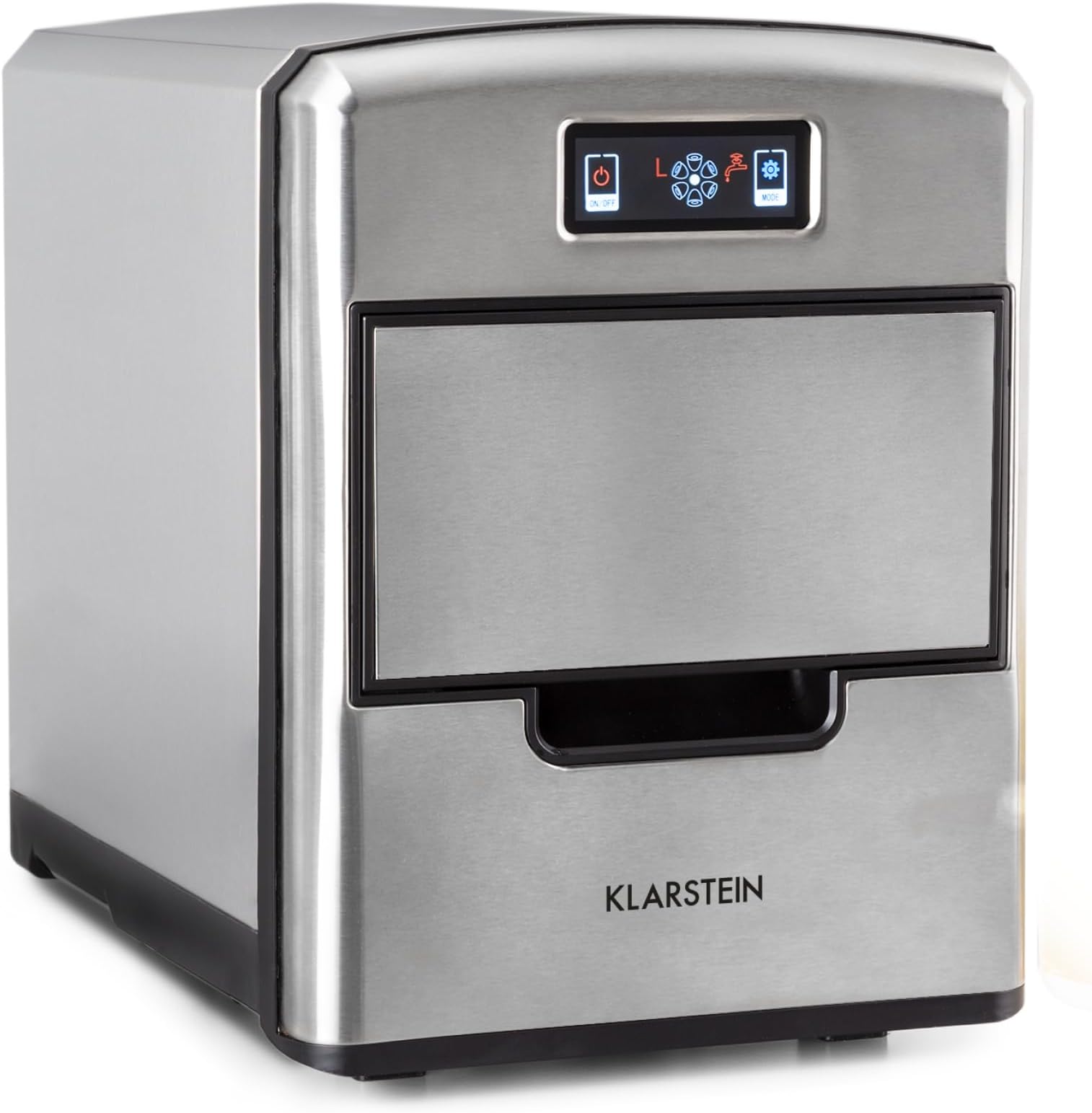 Klarstein 2.1L Small Ice Maker Machine, Counter Top Ice Machine For Home and Kitchen, Fast Operation, Makes 12 kg Bullet Ice, 3 Sizes, Touch Controls, Easy To Clean Countertop Ice Cube Maker Machine