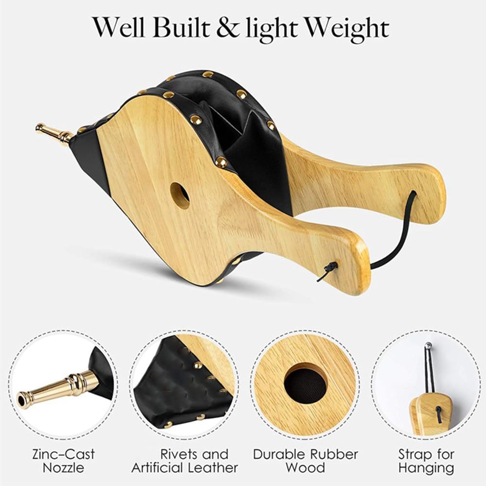 Fireplace Bellows Indoor 17x 7.5 Large Wood Fire Blower with Hanging Strap BBQ Grill Chimney Hand Bellow Pump