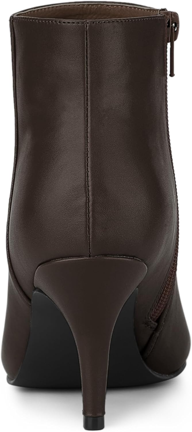 Allegra K Women's Pointed Toe Zipper Stiletto Heel Coffee Ankle Boots 8 M US - Image 3