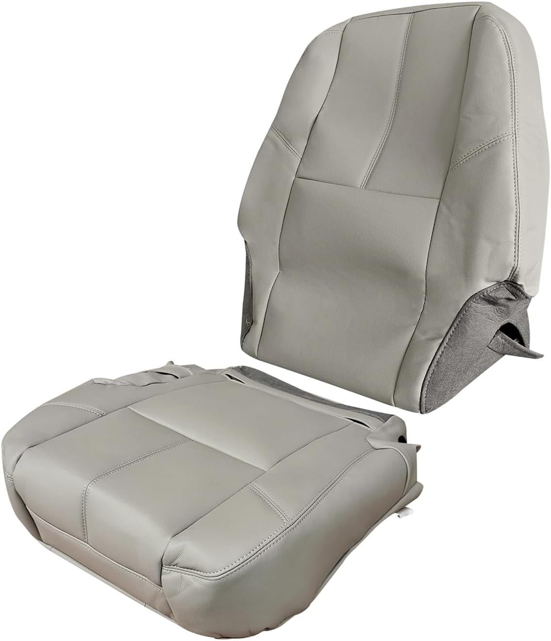 2nd Row Driver Side Bottom and Top Lean Back Seat Cover Replacement Fits for Chevy Tahoe Suburban Avalanche Silverado GMC Sierra Yukon 2007-2014 Gray