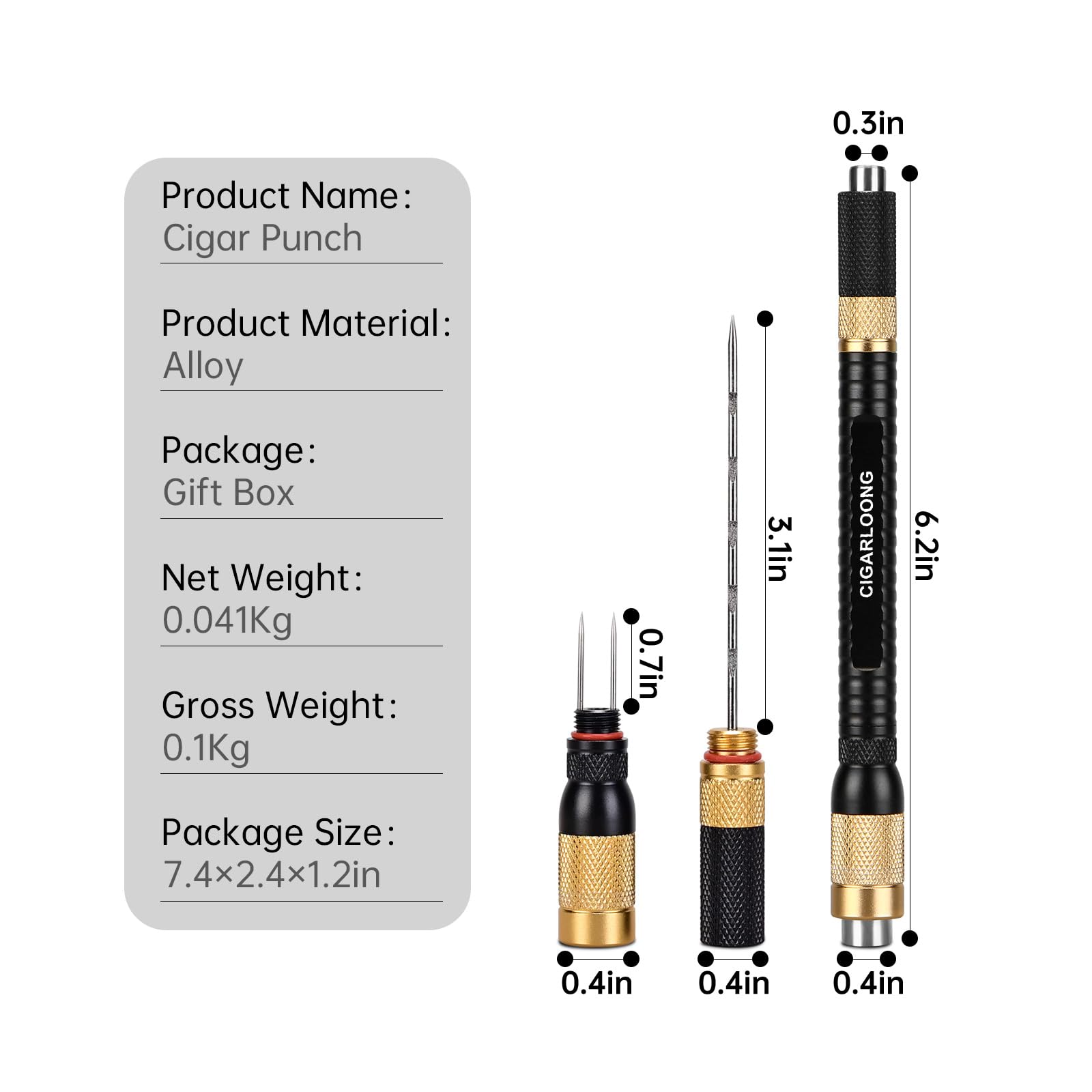Cadeau Cigare Cigar Punch 4 In 1,Set D'outils Pour Poinçons à Cigare Avec Double Taille ( 8mm&11mm), Outil Pour Améliorer Le Tirage Du Cigare Et Double Lame En Caoutchouc Inoxydable Avec Boîte