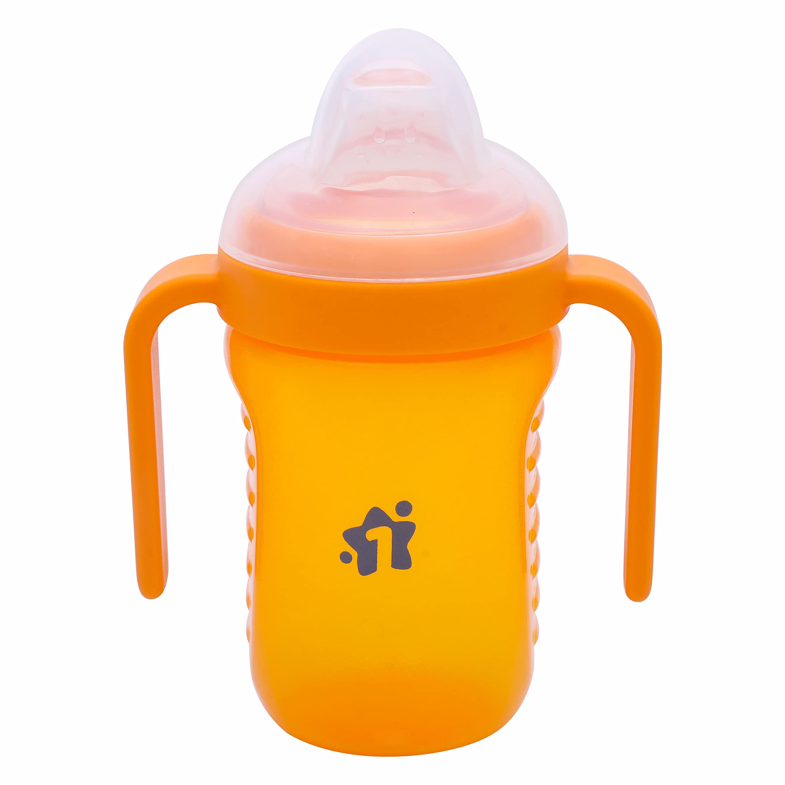 1ST STEP Matte Collection BPA Free Polypropylene Soft Spout Sipper with Twin Handles for Easy Grip - Orange-image-12