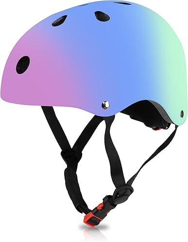 SAITI Casco de bicicleta para niños, casco de bicicleta para niños de 3 a 14 años, equipo de protección con coderas, rodilleras y muñequeras, casco