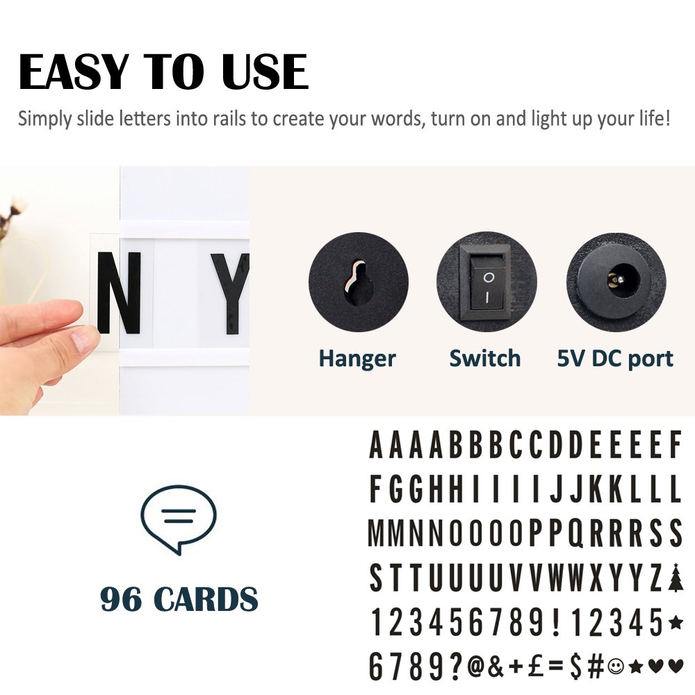 Light up Box Sign with Letters A4 Size DIY Decorative Cinema Symbol