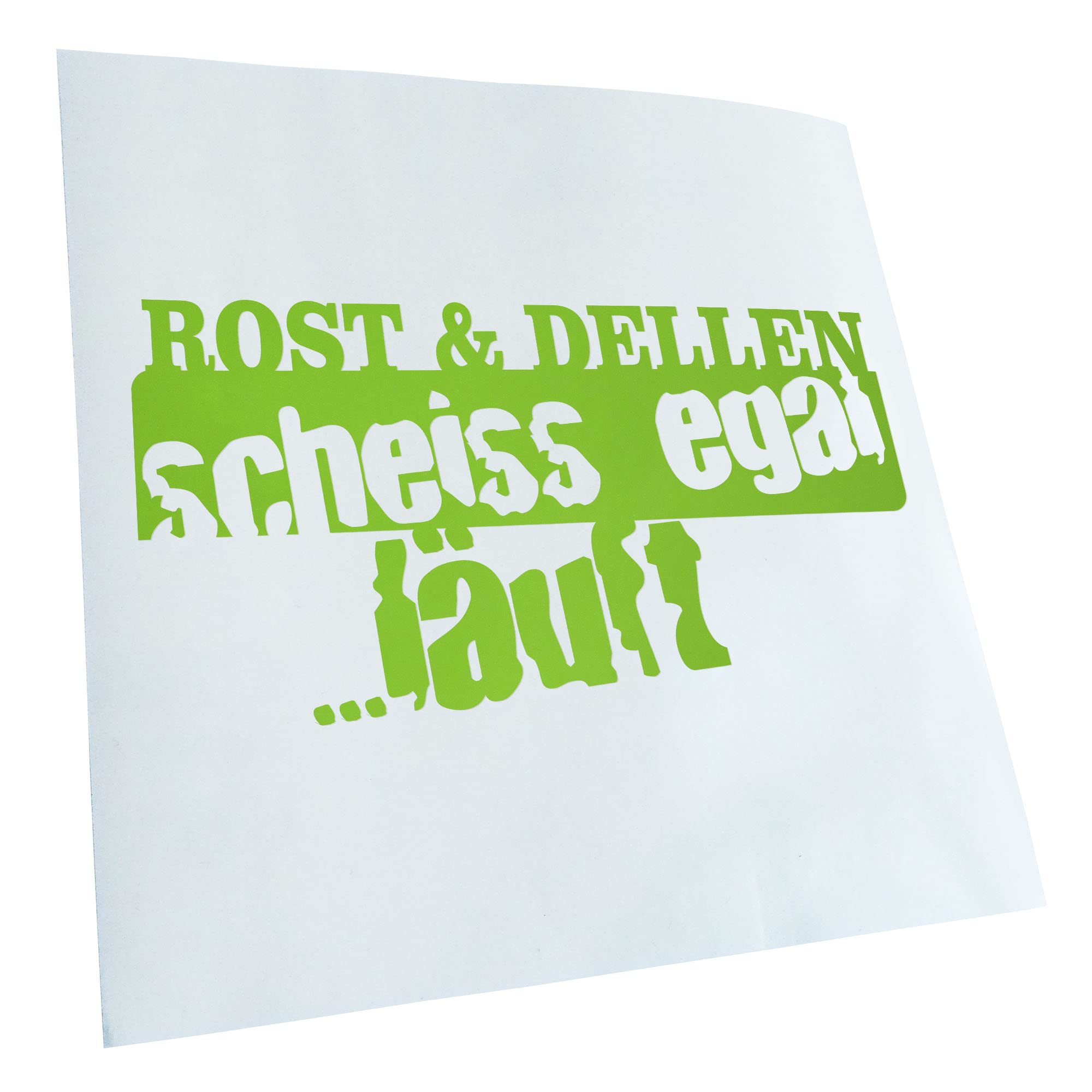Kiwistar Autoaufkleber „Rost Dellen Läuft! Ratte Oldschool“ – Schwarz, 20x10 Cm, Wetterfest Für Heckscheibe, LKW, Mofa, Truck – Tuning-Sticker Für Außen