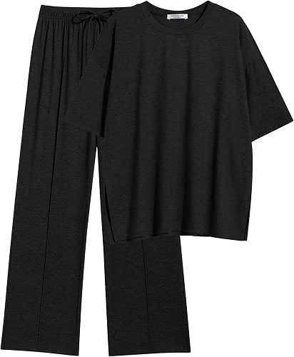 Ekouaer Lounge Sets for Women Short Sleeve Pullover Tops and