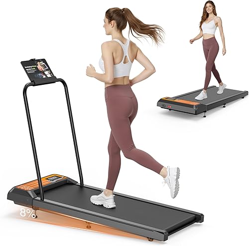 Almohadilla para caminadora con inclinación y barra de agarre – Cintas de correr portátiles para el hogar y la oficina, caminadora pequeña y