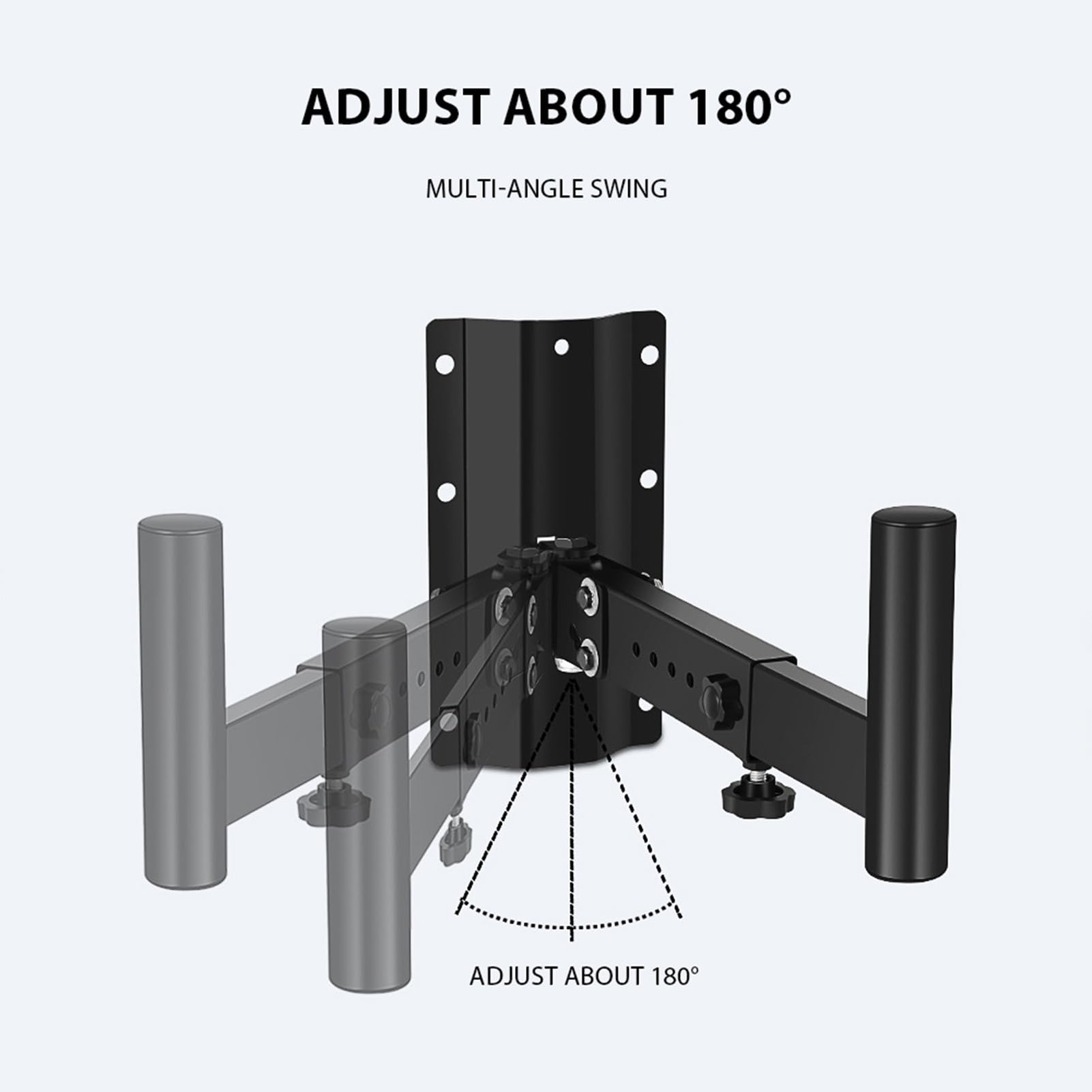 1 Pair Speaker Wall Mount Brackets, Adjustable and Extendable Metal Speaker Stands, Supports Up to 110lbs, for Stage Performances, Home Theaters, and Studios