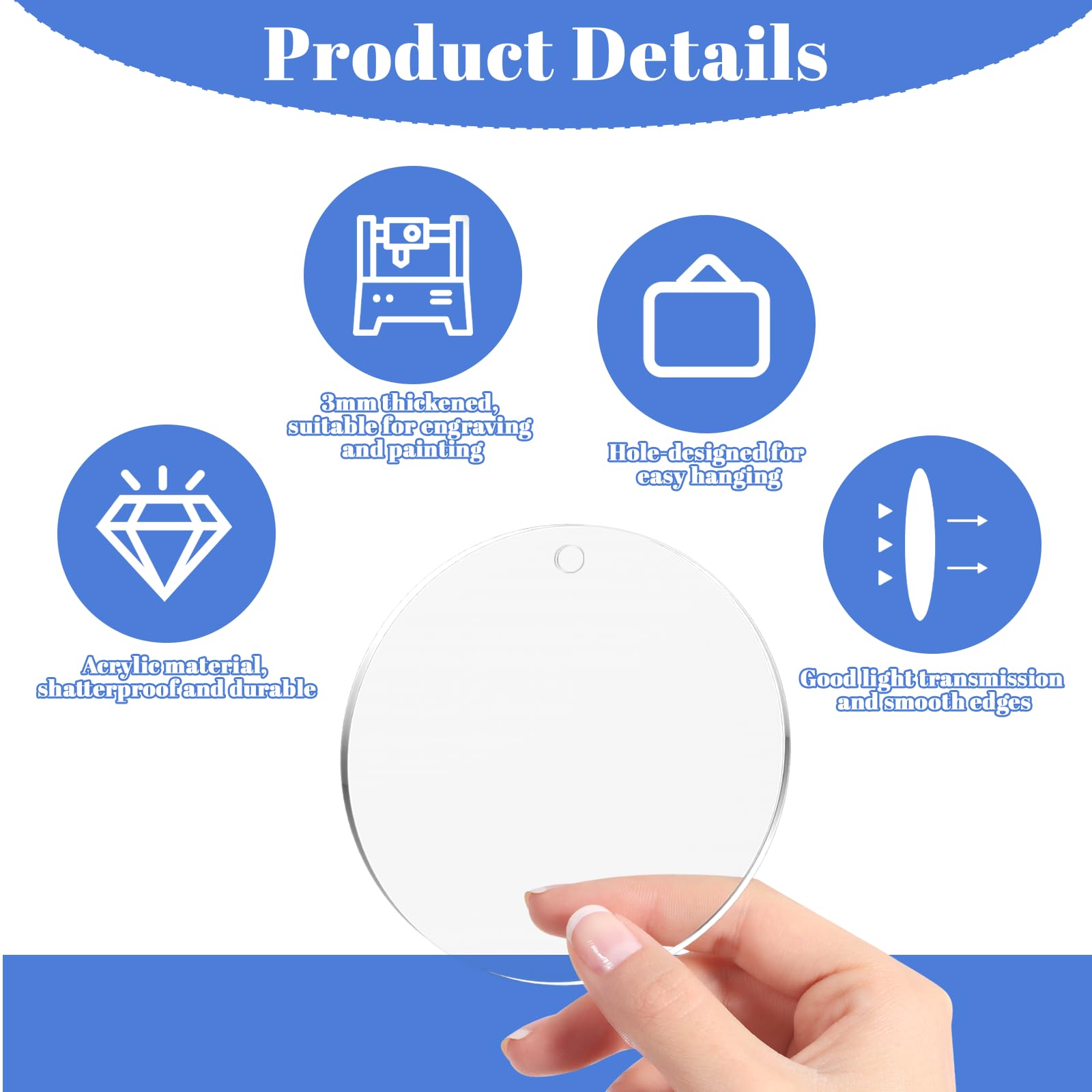 6er-Set Acrylplatten Rund Ø20cm – Klar, Vielseitig, Mit Aufhängeloch Für Deko, Schilder & Kreative Bastelprojekte