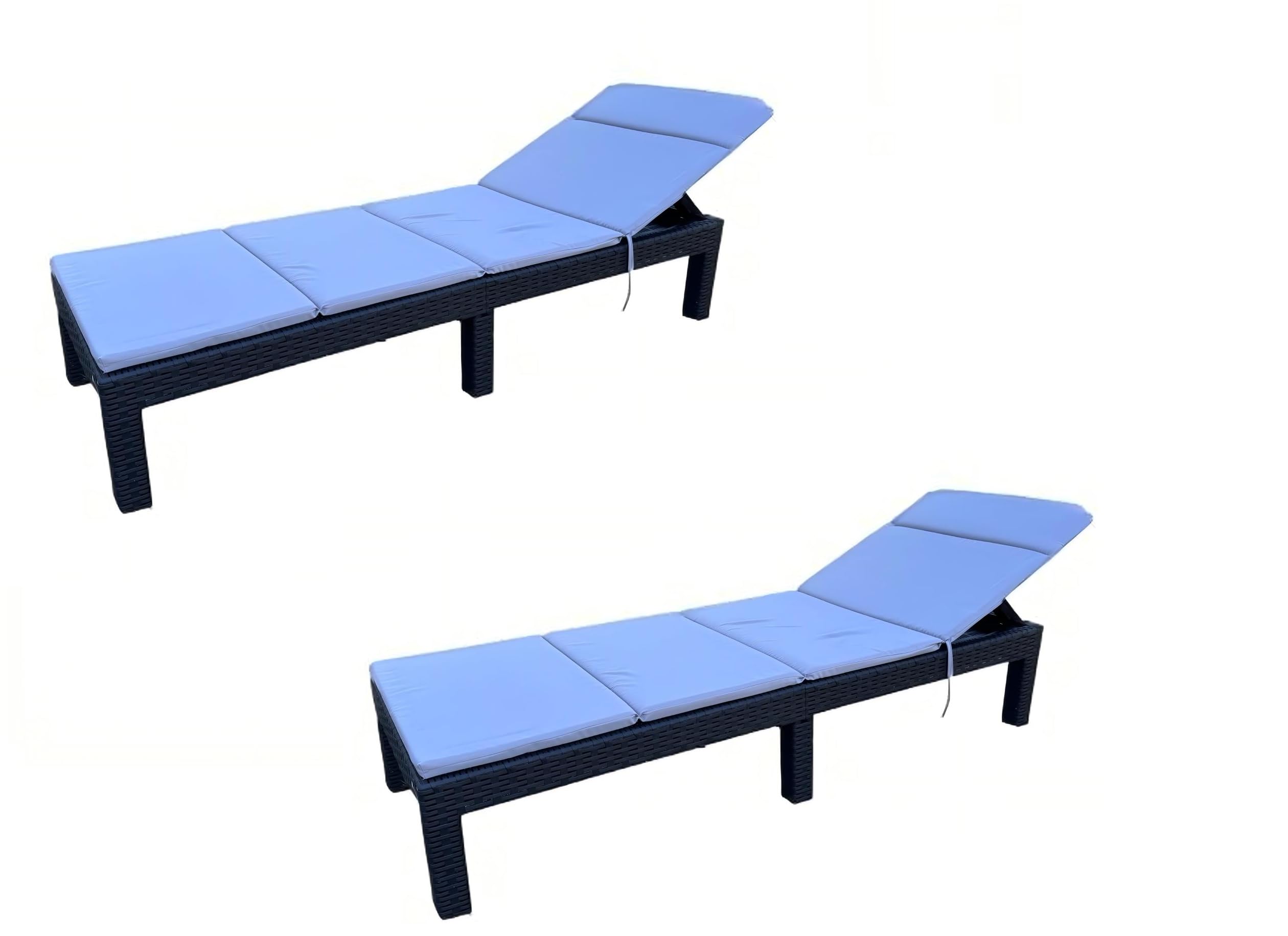 Lot de 2 Bain de Soleil Pliant avec Coussin,Chaise Longue Pliable Exterieur,Positions reglables,Durable et Facile a Nettoyer (Lot de 2 avec Coussin)