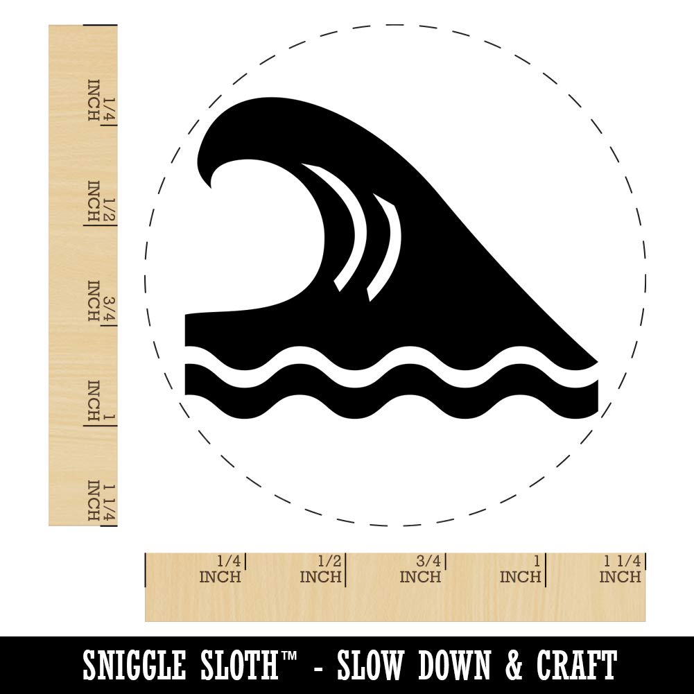 Ocean Surf Wave Beach Rubber Stamp for Stamping Crafting Planners - 1-1/4 Inch Large