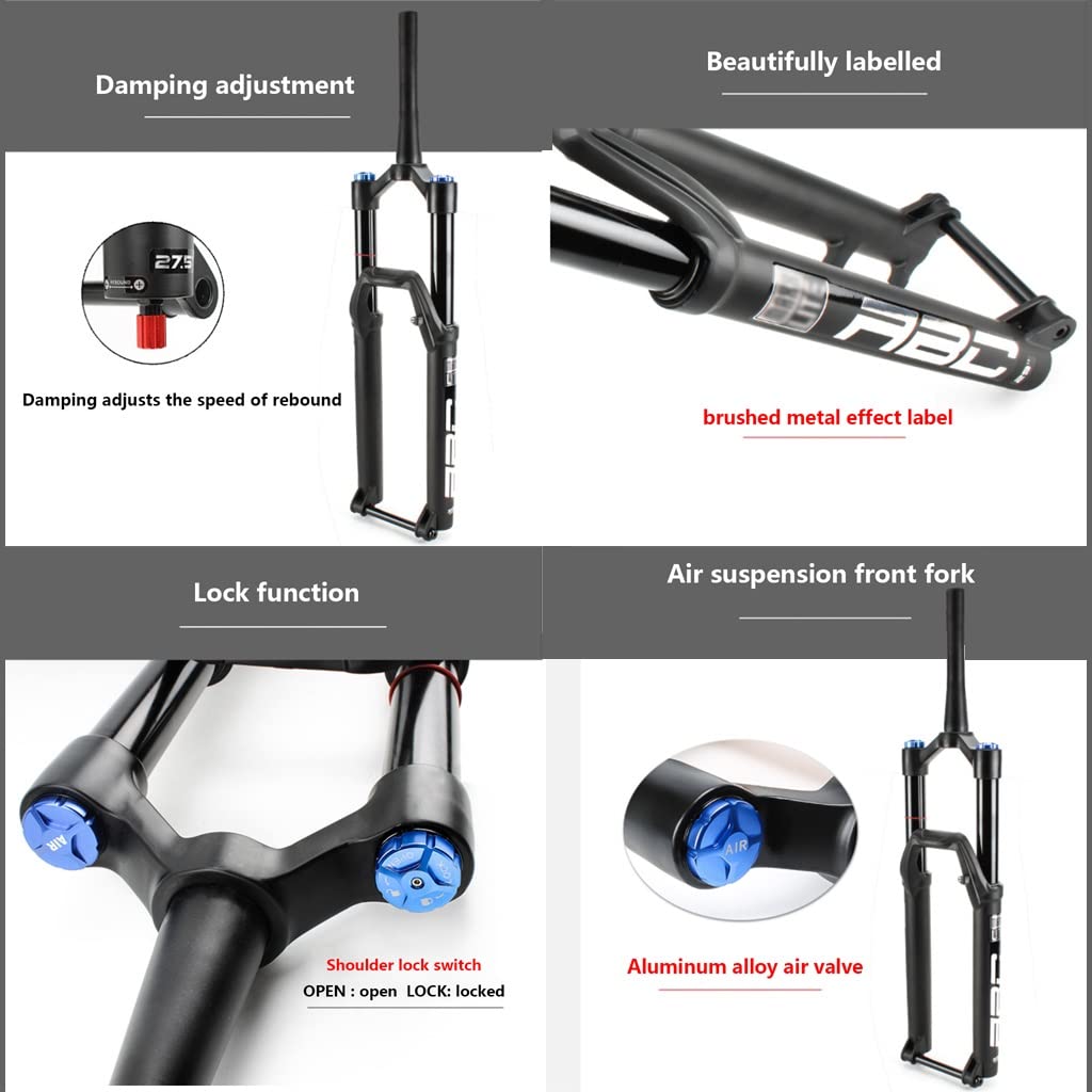 Widelec z zawieszeniem pneumatycznym MTB 27,5/29 cala rower górski przednie widelce podróżne 140 mm oś przelotowa 110 x 15 mm wzmocnienie 1-1/2 cala stożkowe ręczne blokady tłumienie odbicia