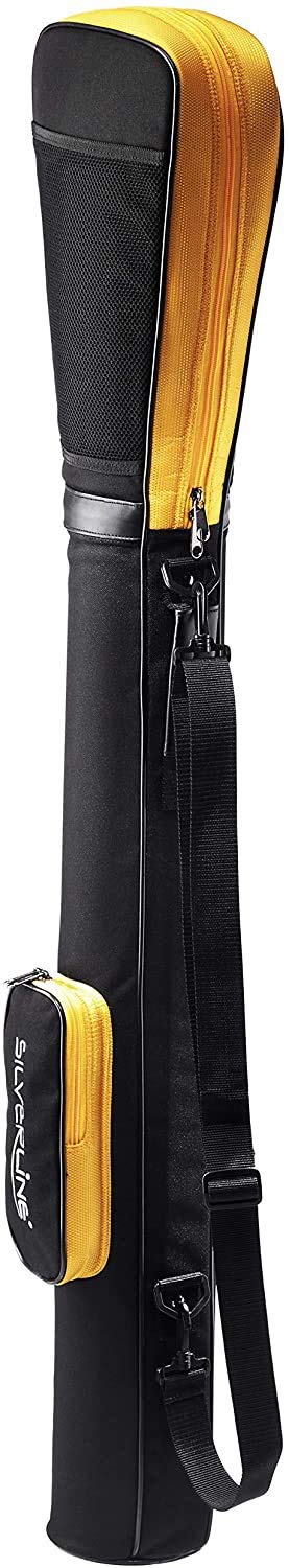 Golftasche/Pencilbag/Reisebag/Rangebag/Pistolbag/Tragebag mit integrierter Schutzhaube und Außentasche in Schwarz/Orange für ca. 6-8 Schläger (inkl. Driver und Hölzer) für Freizeitgolfer
