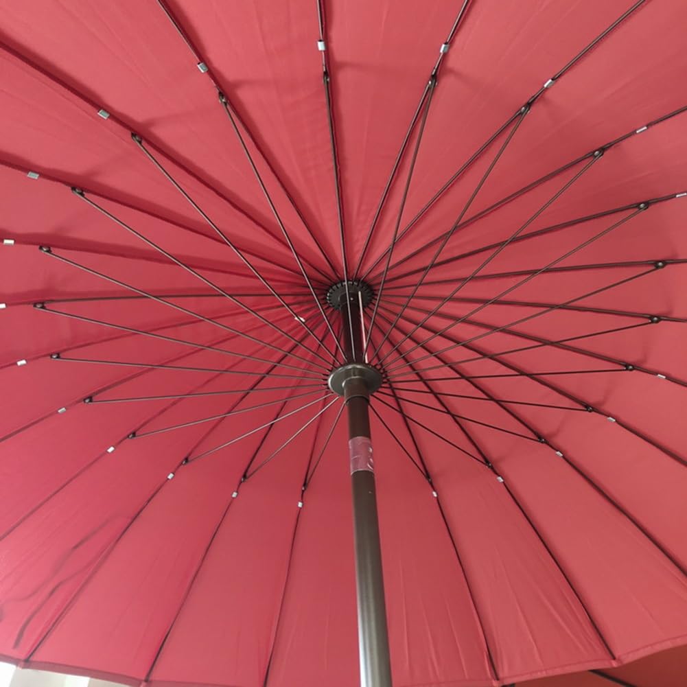 Ombrellone da esterno – Ombrello rotondo da tavolo da mercato con pulsante di inclinazione e manovella – Adatto per giardino, balcone, spiaggia, piscina e prato