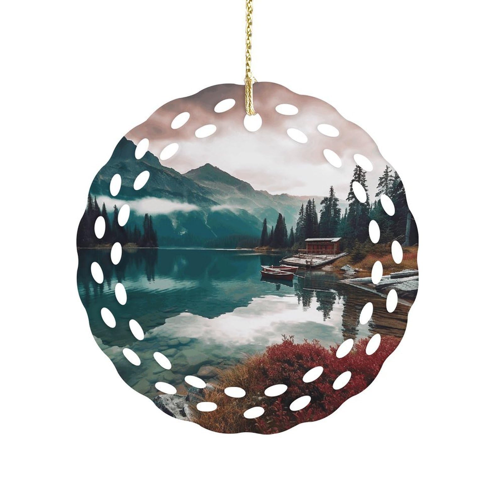 Wsoihfec Women's Style Scenic Lake Hanging Ornament 3 Inch Round,1-Pack,Xmas Decor -Two-Sided Printed,Friend Ornament Gifts For Friends Coworker Sisters